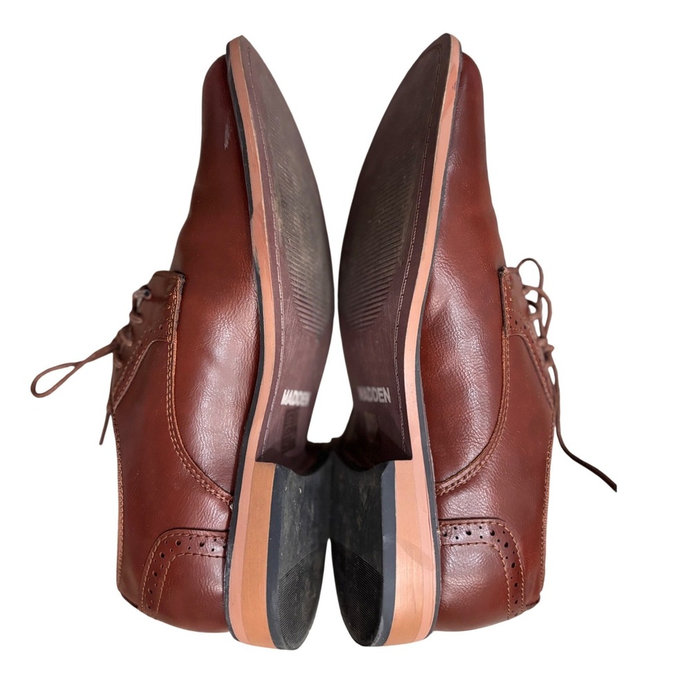 Madden Mens Brown Faux Leather Brogue Derby Dress Shoes Size 7.5 Ortholite